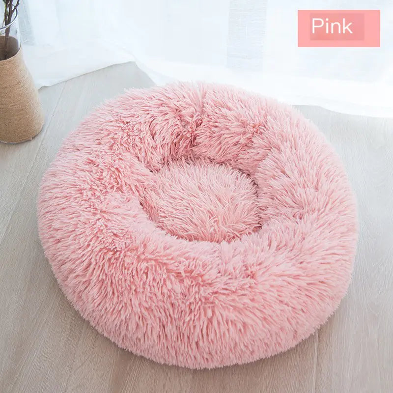 Round Plush Cat and Dog Bed for Winter Comfort