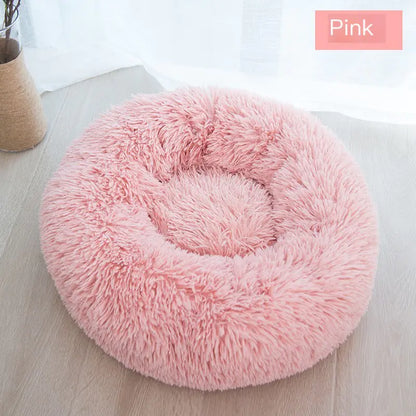 Round Plush Cat and Dog Bed for Winter Comfort